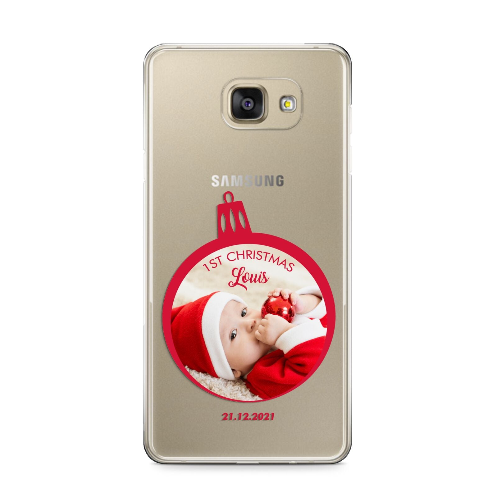 First Christmas Personalised Photo Samsung Galaxy A9 2016 Case on gold phone