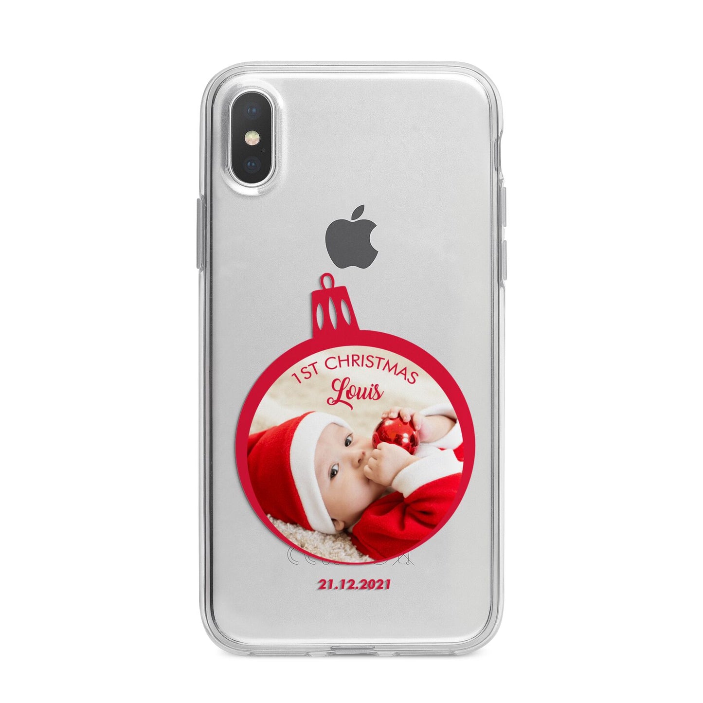 First Christmas Personalised Photo iPhone X Bumper Case on Silver iPhone Alternative Image 1