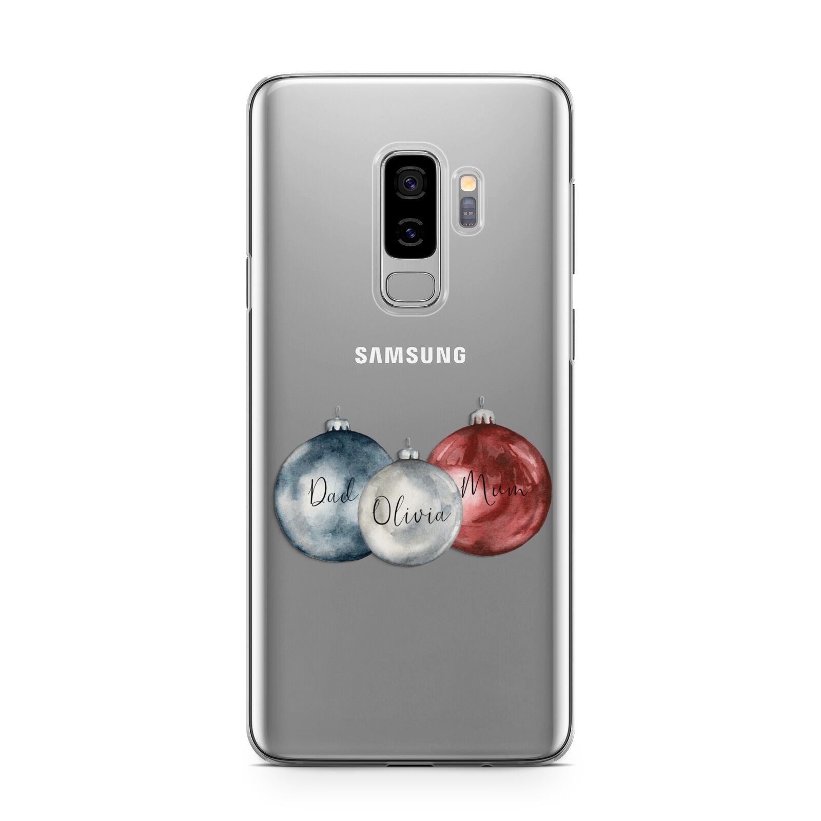 First Christmas Personalised Samsung Galaxy S9 Plus Case on Silver phone