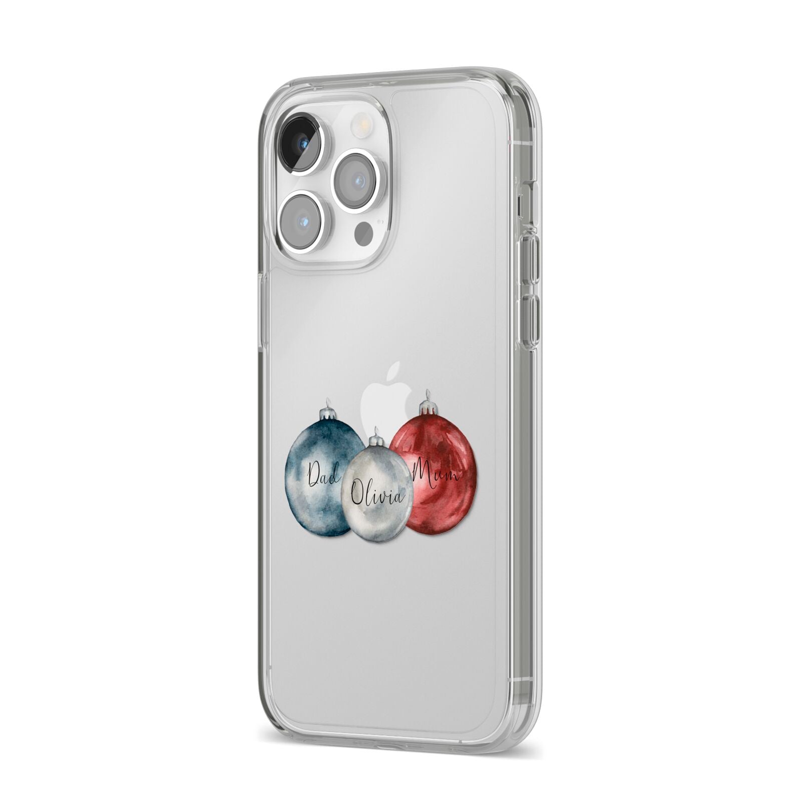 First Christmas Personalised iPhone 14 Pro Max Clear Tough Case Silver Angled Image