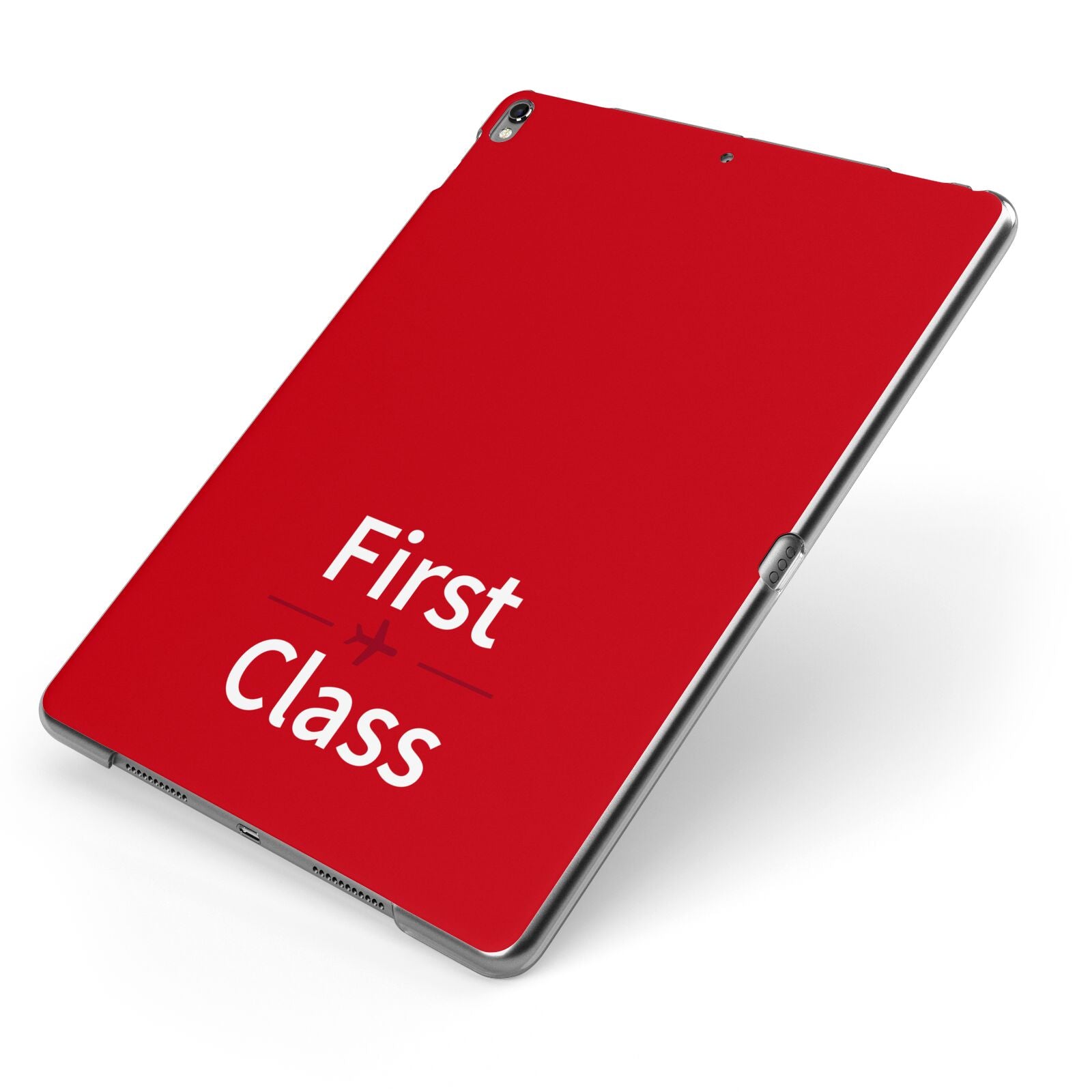 First Class Apple iPad Case on Grey iPad Side View