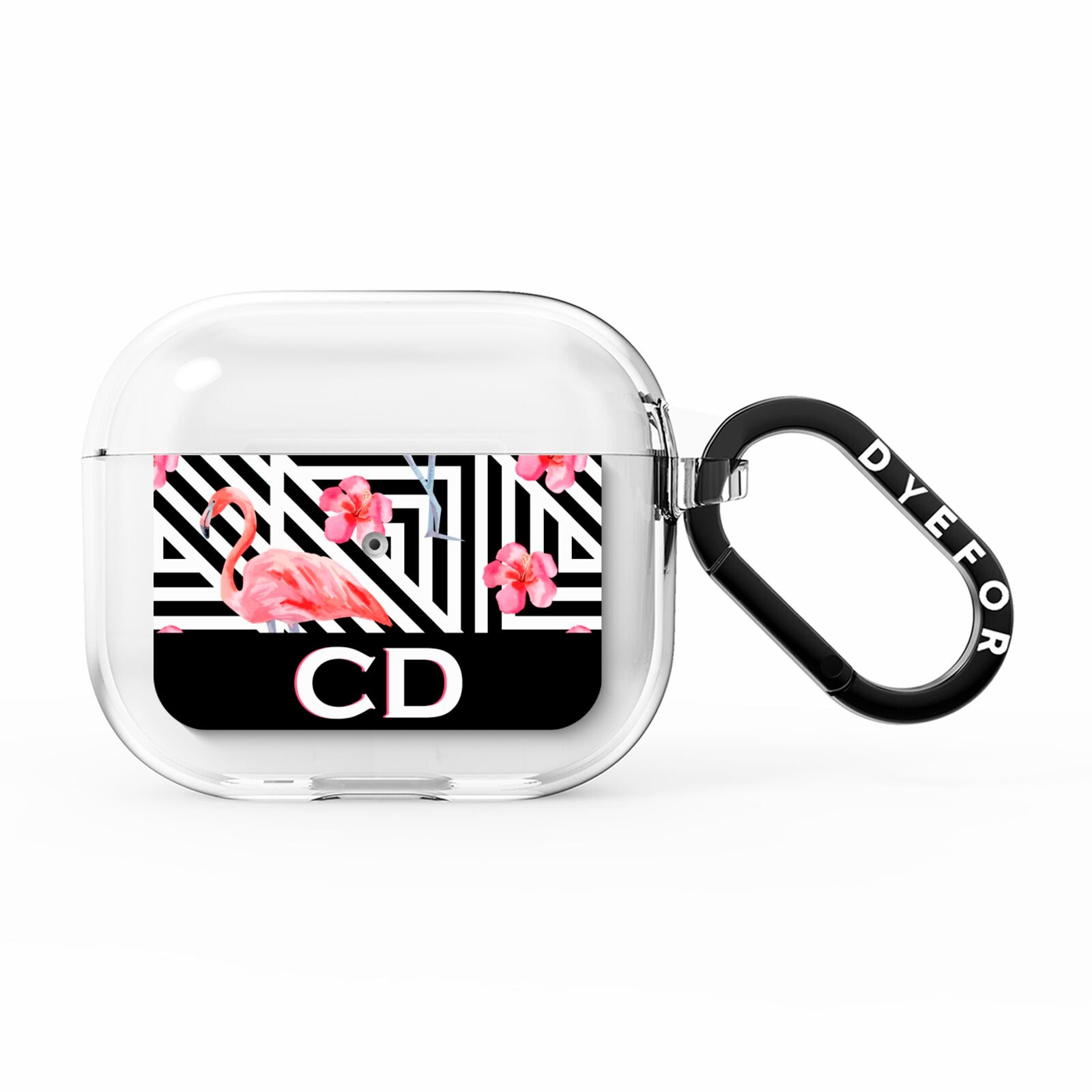 Flamingo Black Geometric AirPods Clear Case 3rd Gen