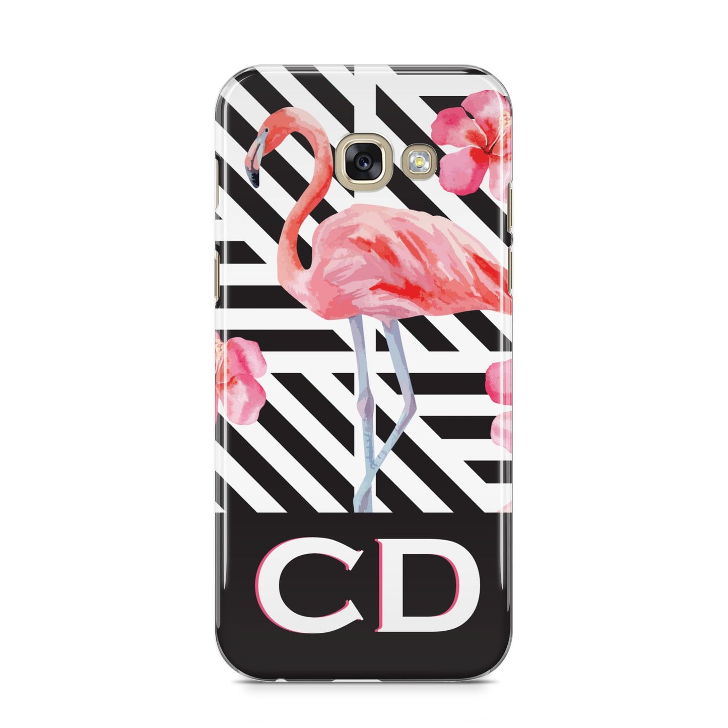 Flamingo Black Geometric Samsung Galaxy A5 2017 Case on gold phone