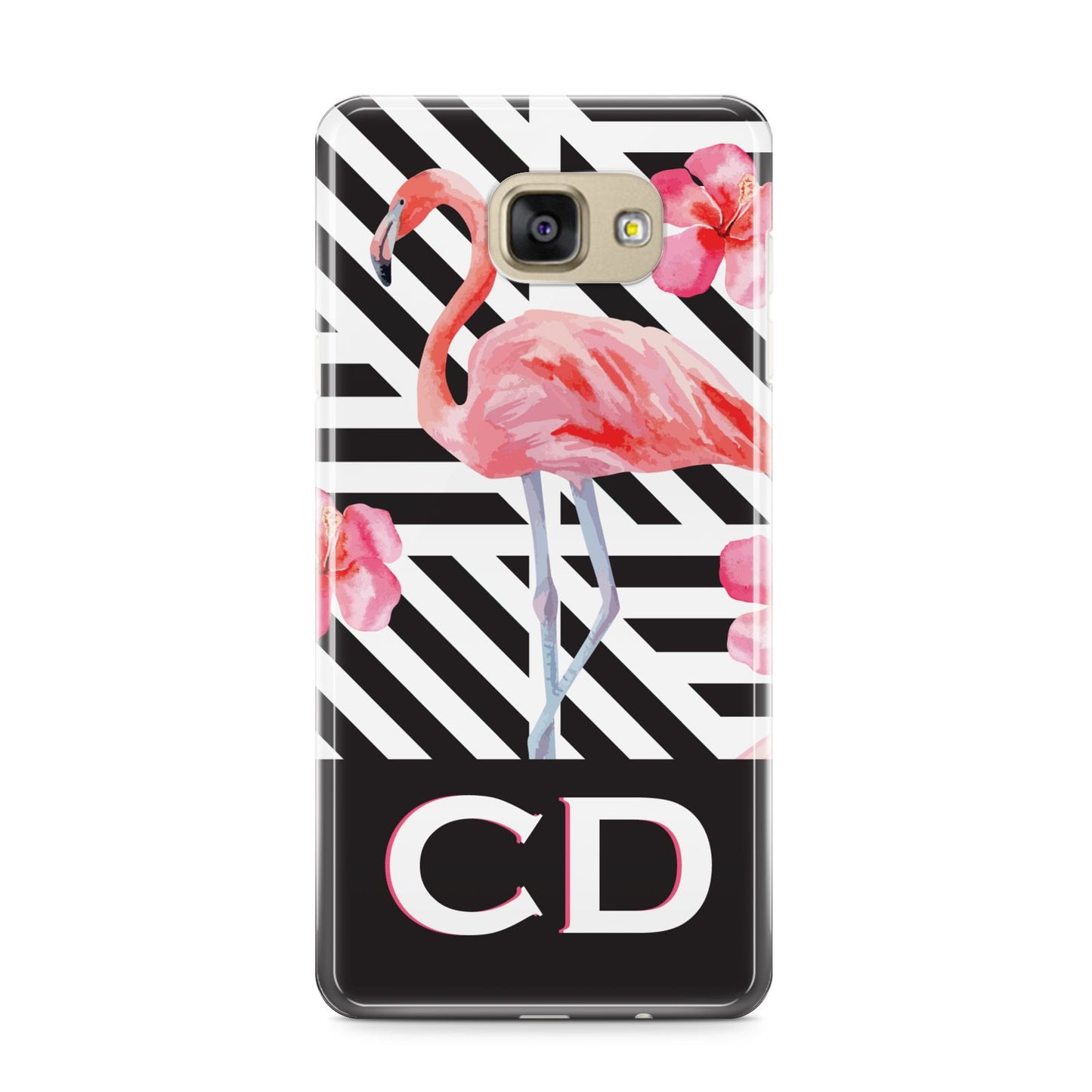 Flamingo Black Geometric Samsung Galaxy A9 2016 Case on gold phone