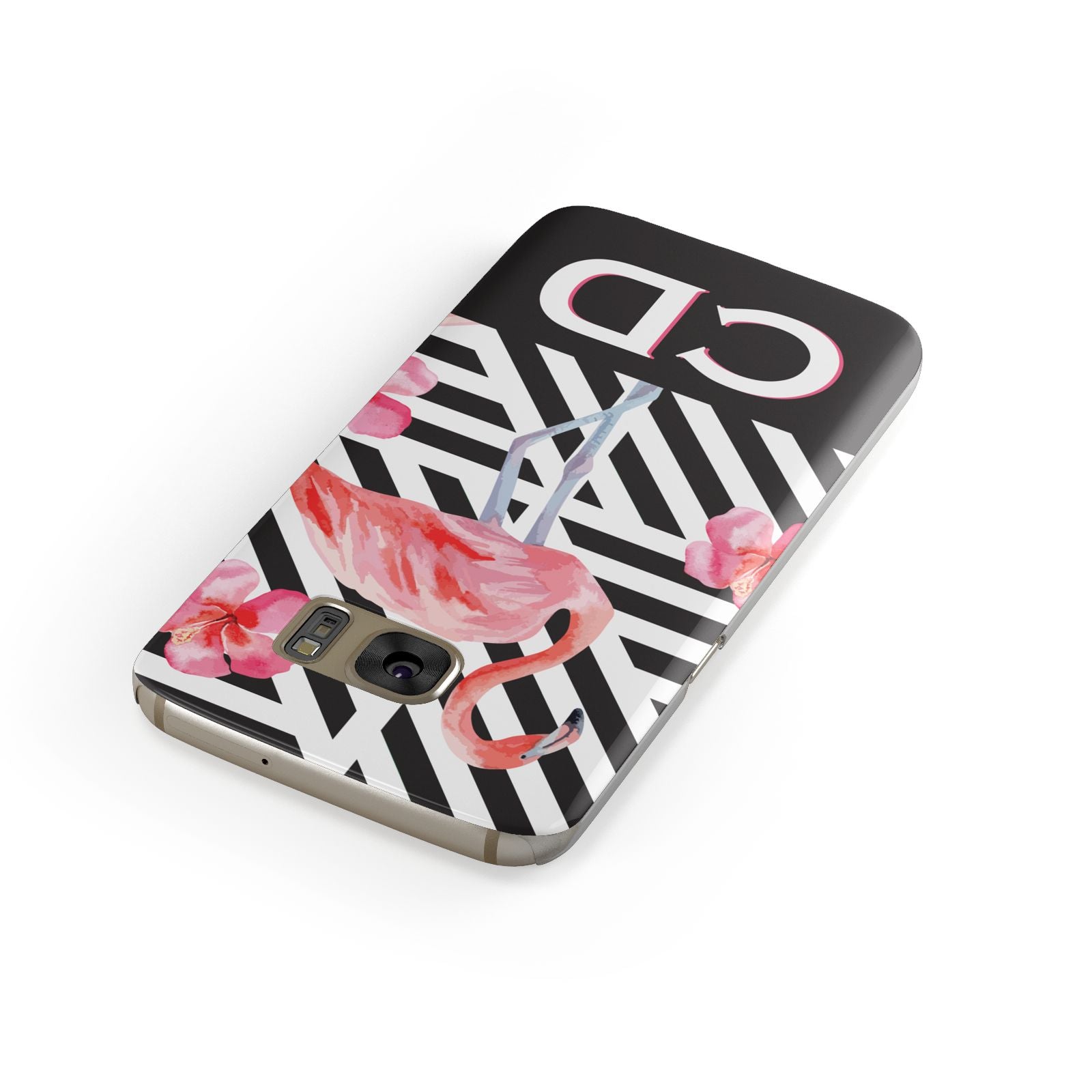 Flamingo Black Geometric Samsung Galaxy Case Front Close Up