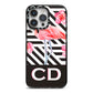 Flamingo Black Geometric iPhone 14 Pro Max Black Impact Case on Silver phone
