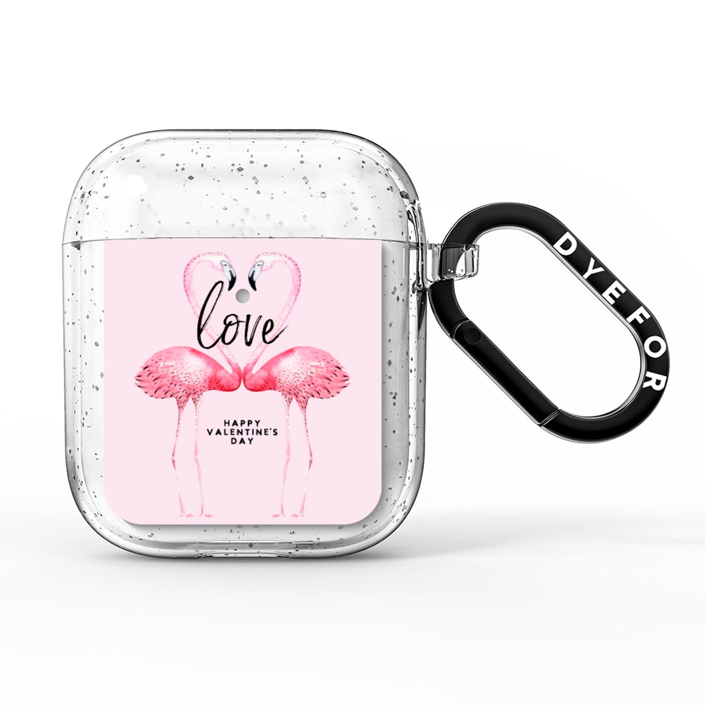 Flamingo Valentines Day AirPods Glitter Case