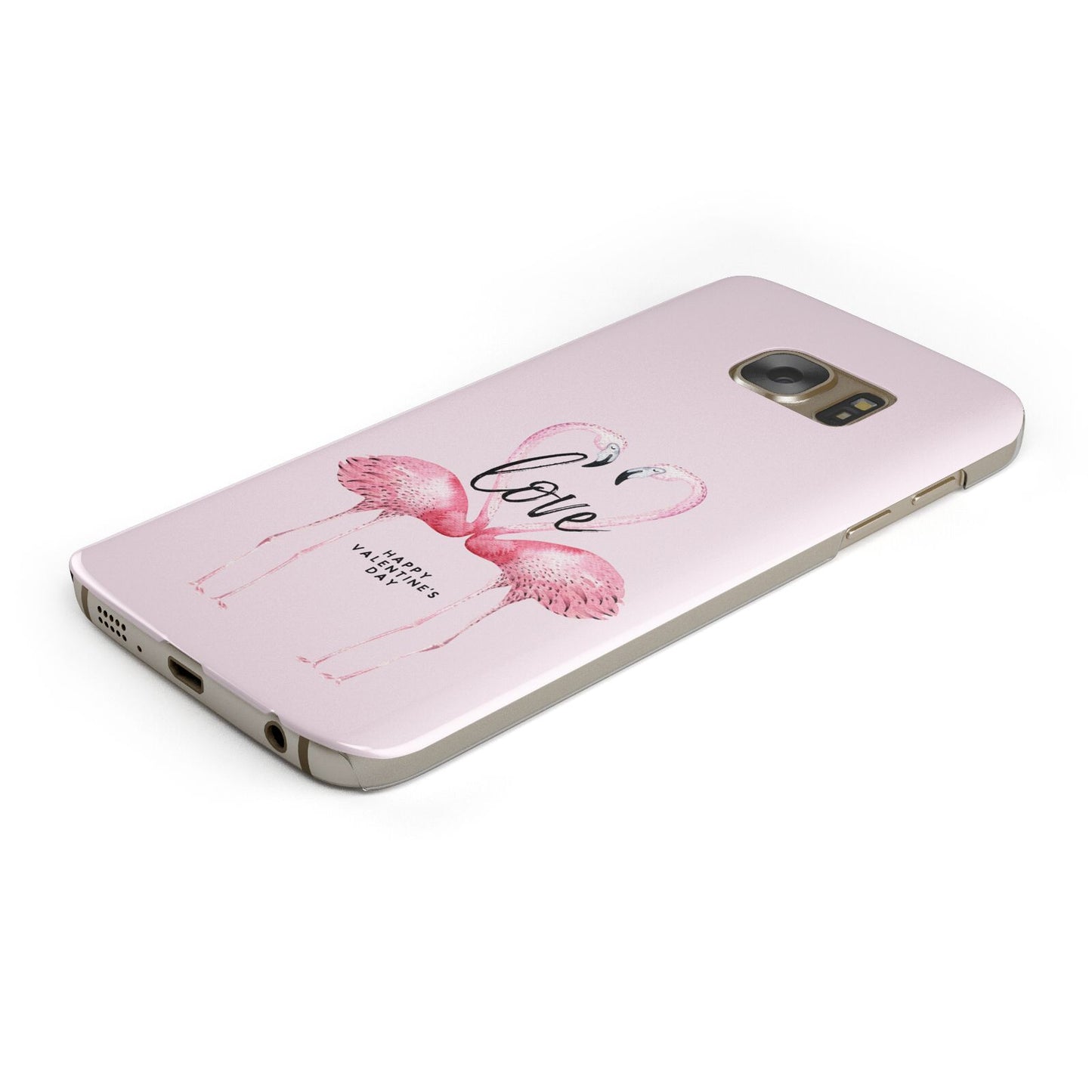 Flamingo Valentines Day Protective Samsung Galaxy Case Angled Image