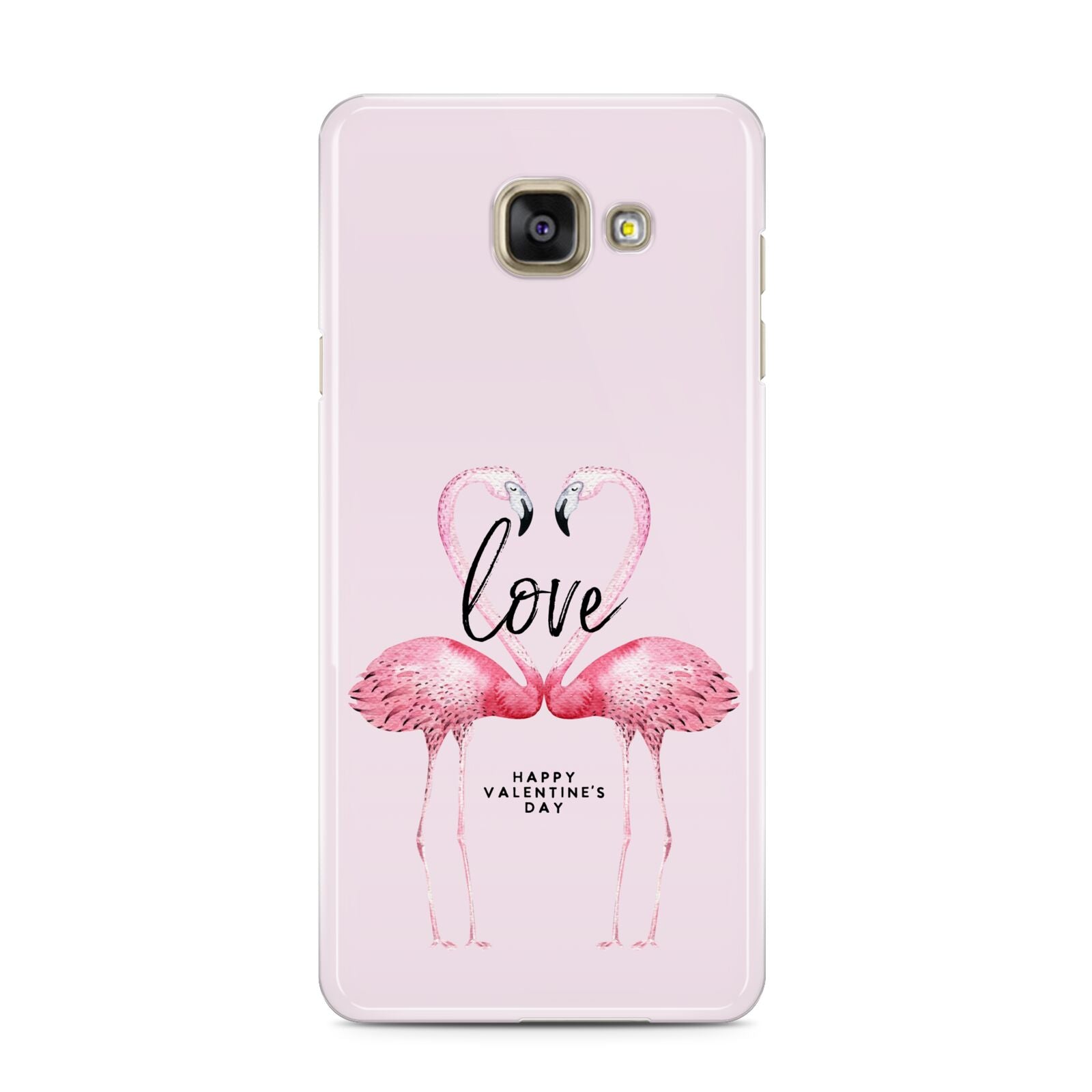 Flamingo Valentines Day Samsung Galaxy A3 2016 Case on gold phone