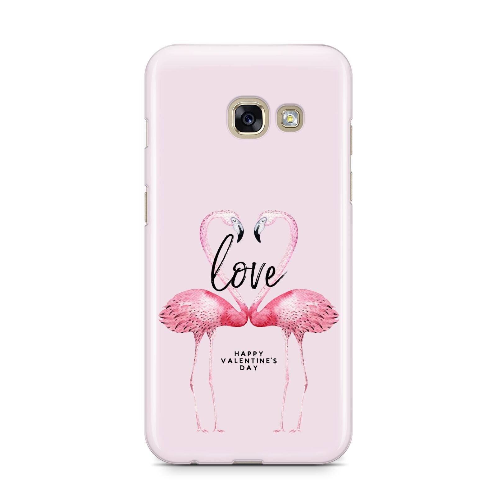 Flamingo Valentines Day Samsung Galaxy A3 2017 Case on gold phone