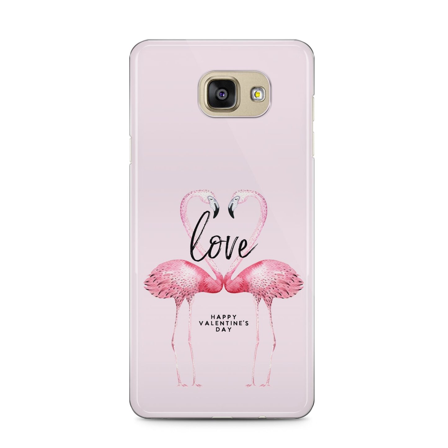 Flamingo Valentines Day Samsung Galaxy A5 2016 Case on gold phone