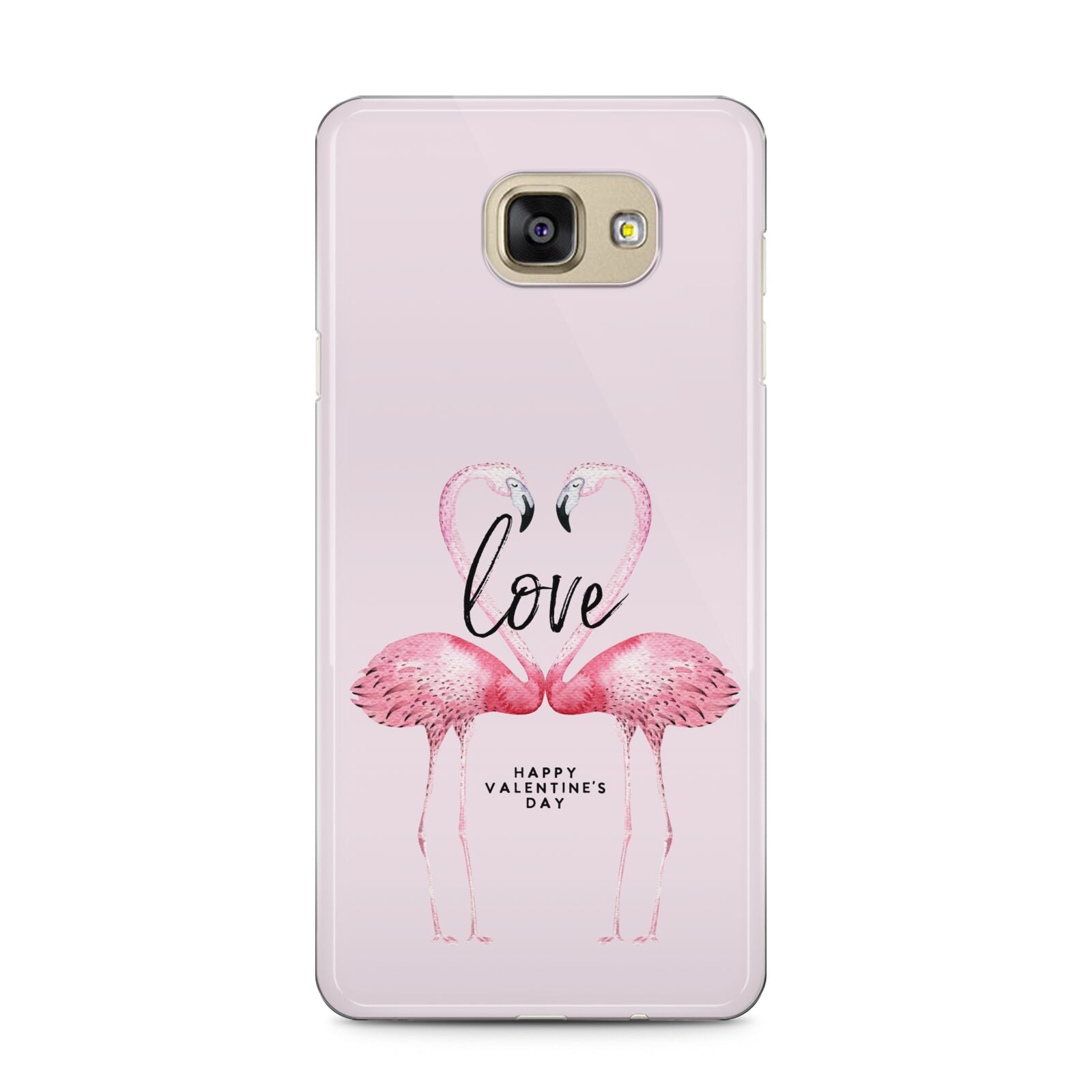 Flamingo Valentines Day Samsung Galaxy A5 2016 Case on gold phone