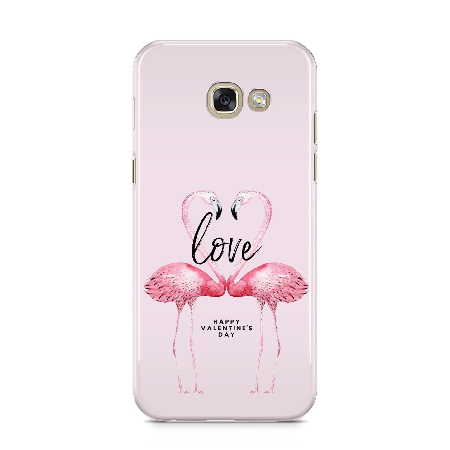 Flamingo Valentines Day Samsung Galaxy A5 2017 Case on gold phone