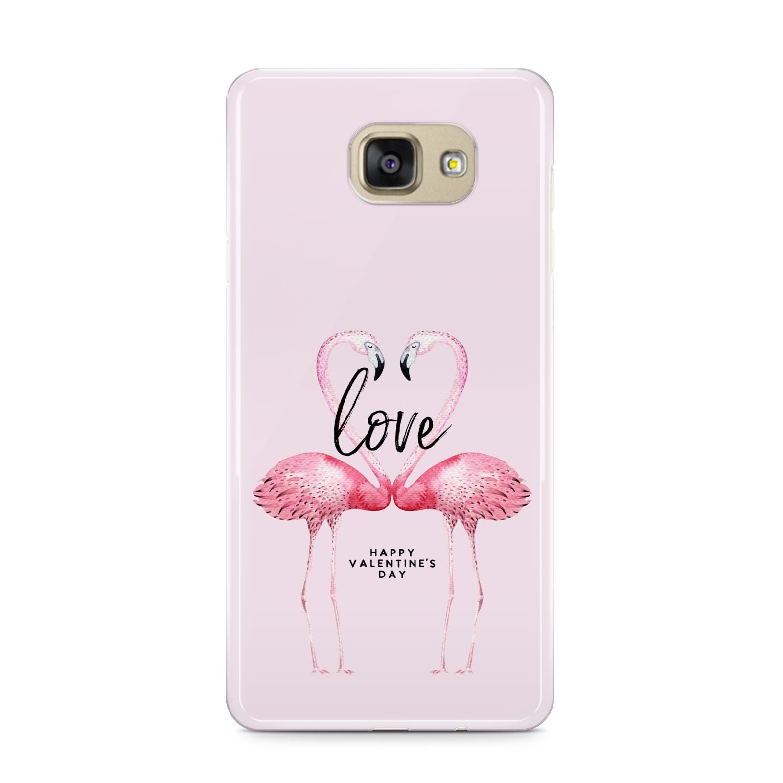 Flamingo Valentines Day Samsung Galaxy A9 2016 Case on gold phone