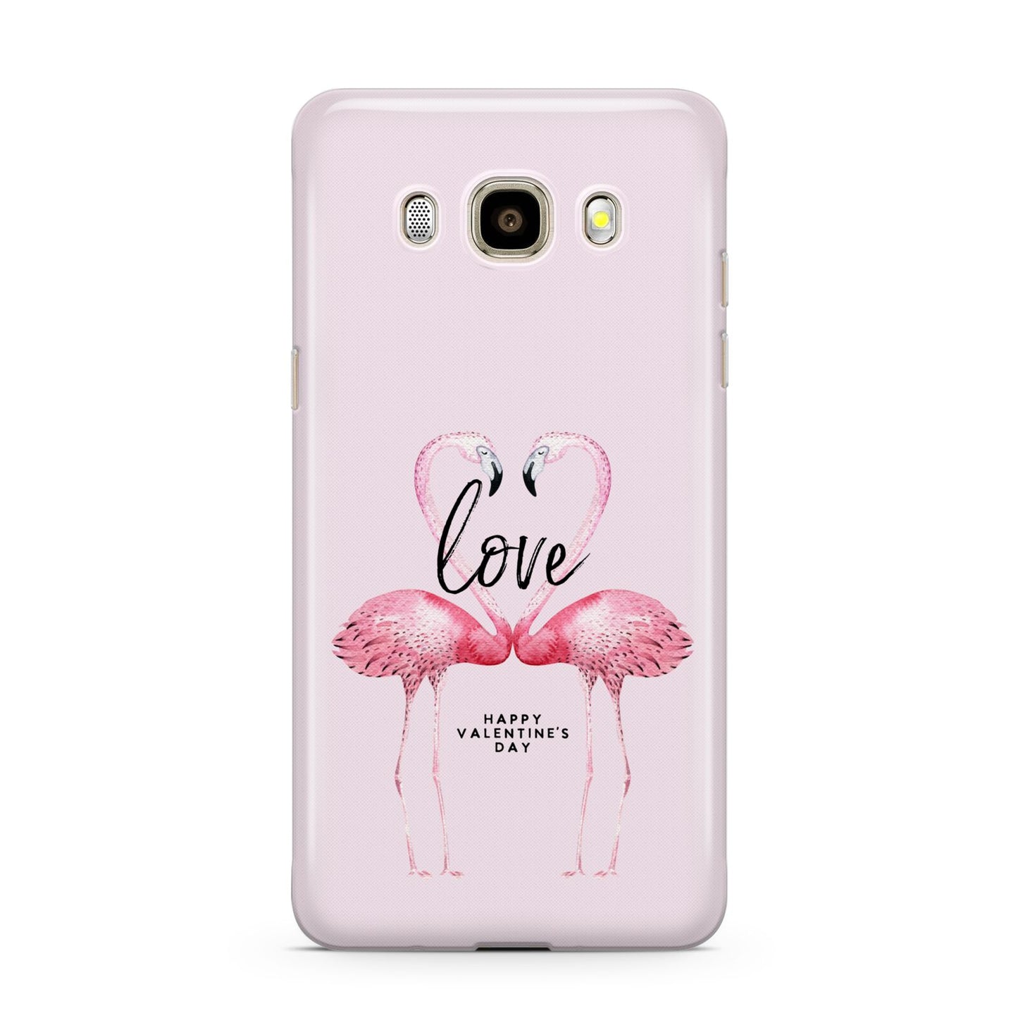 Flamingo Valentines Day Samsung Galaxy J7 2016 Case on gold phone