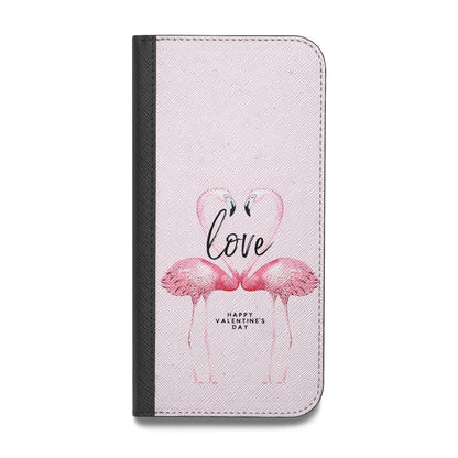 Flamingo Valentines Day Vegan Leather Flip iPhone Case