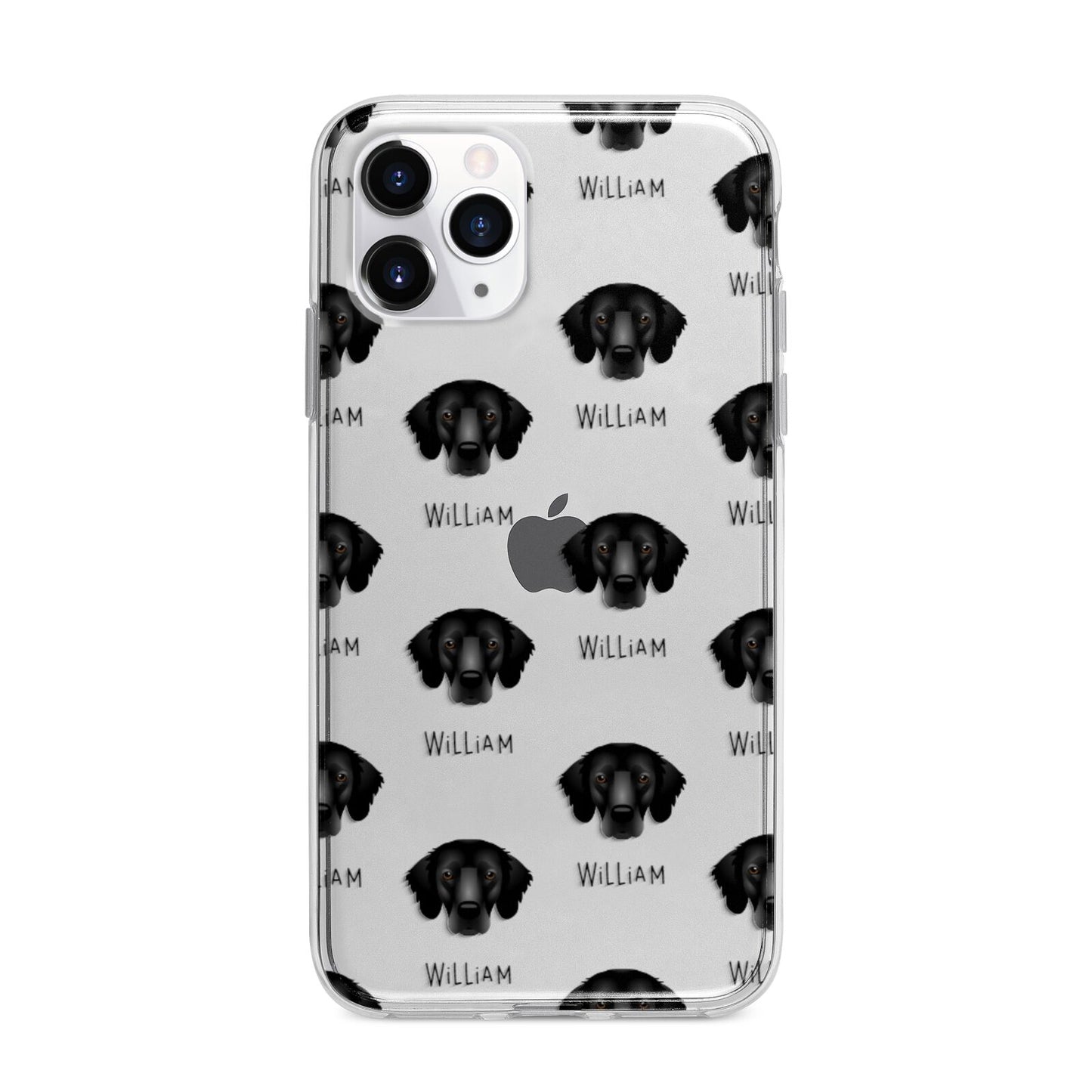 Flat Coated Retriever Icon with Name Apple iPhone 11 Pro in Silver with Bumper Case