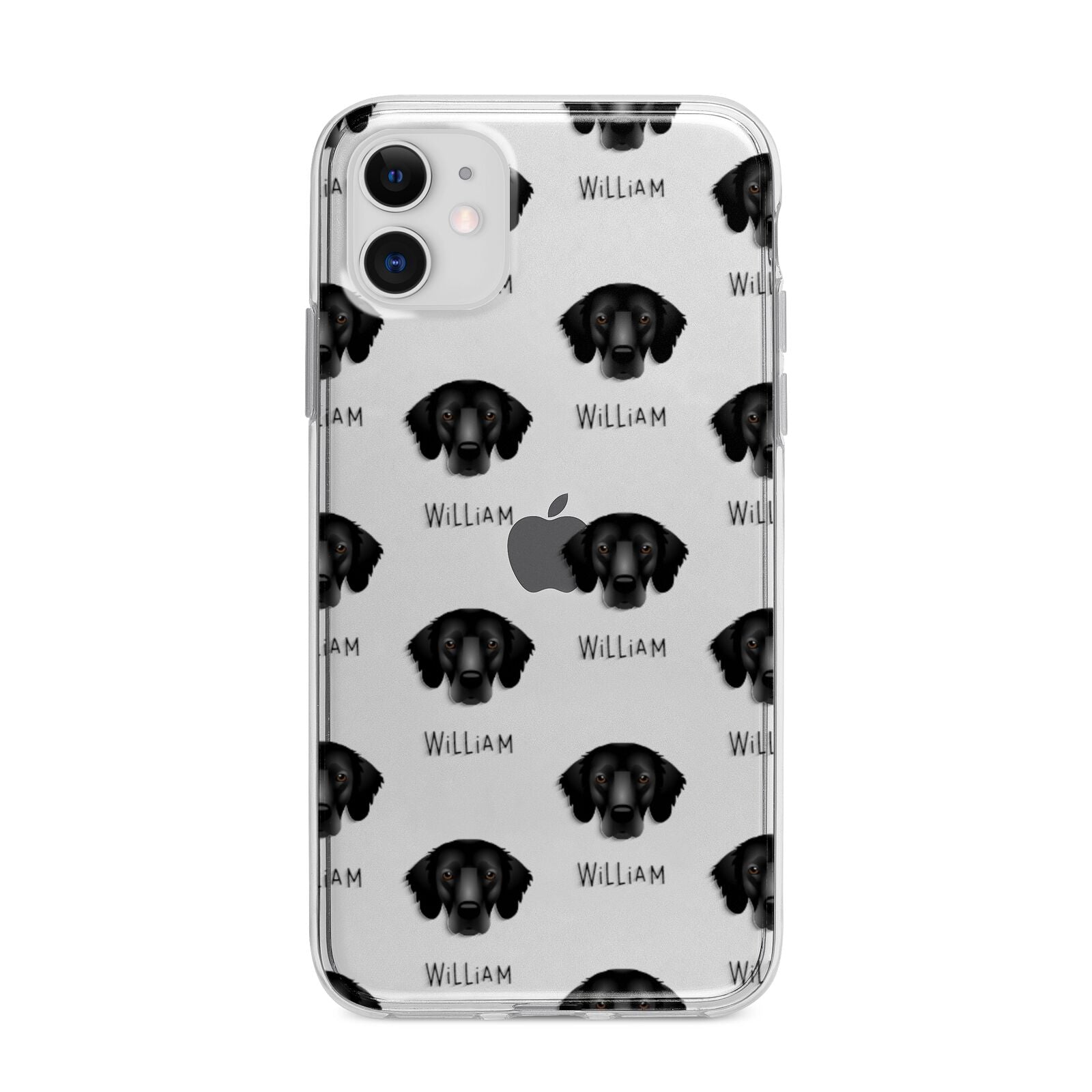 Flat Coated Retriever Icon with Name Apple iPhone 11 in White with Bumper Case