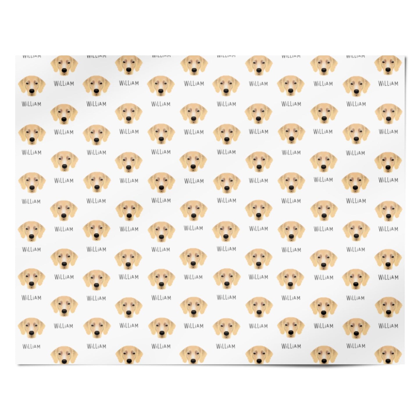 Flat Coated Retriever Icon with Name Personalised Wrapping Paper Alternative