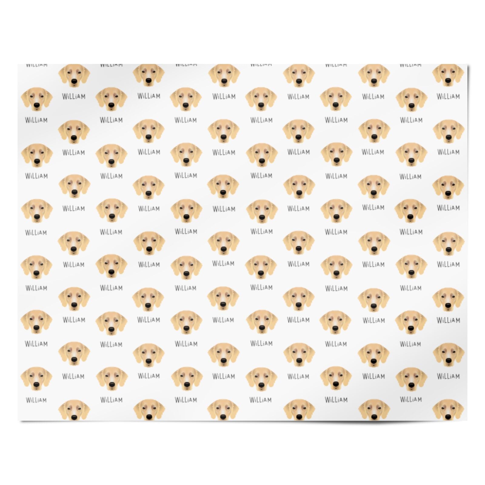 Flat Coated Retriever Icon with Name Personalised Wrapping Paper Alternative