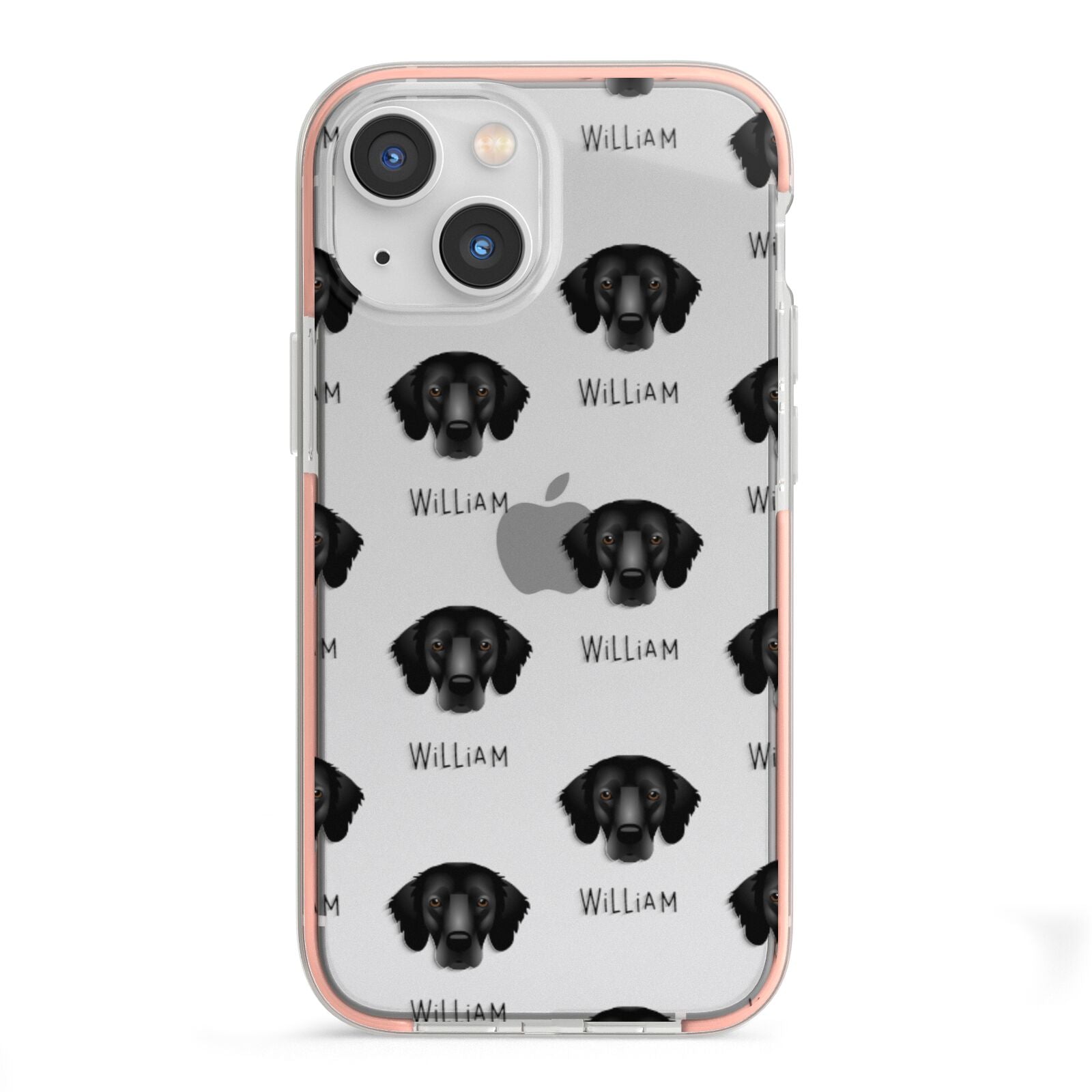 Flat Coated Retriever Icon with Name iPhone 13 Mini TPU Impact Case with Pink Edges