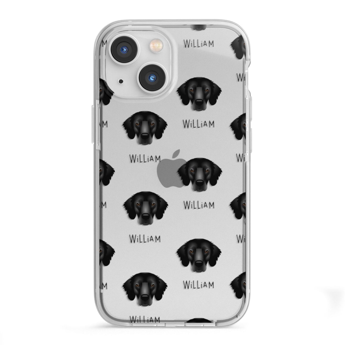 Flat Coated Retriever Icon with Name iPhone 13 Mini TPU Impact Case with White Edges
