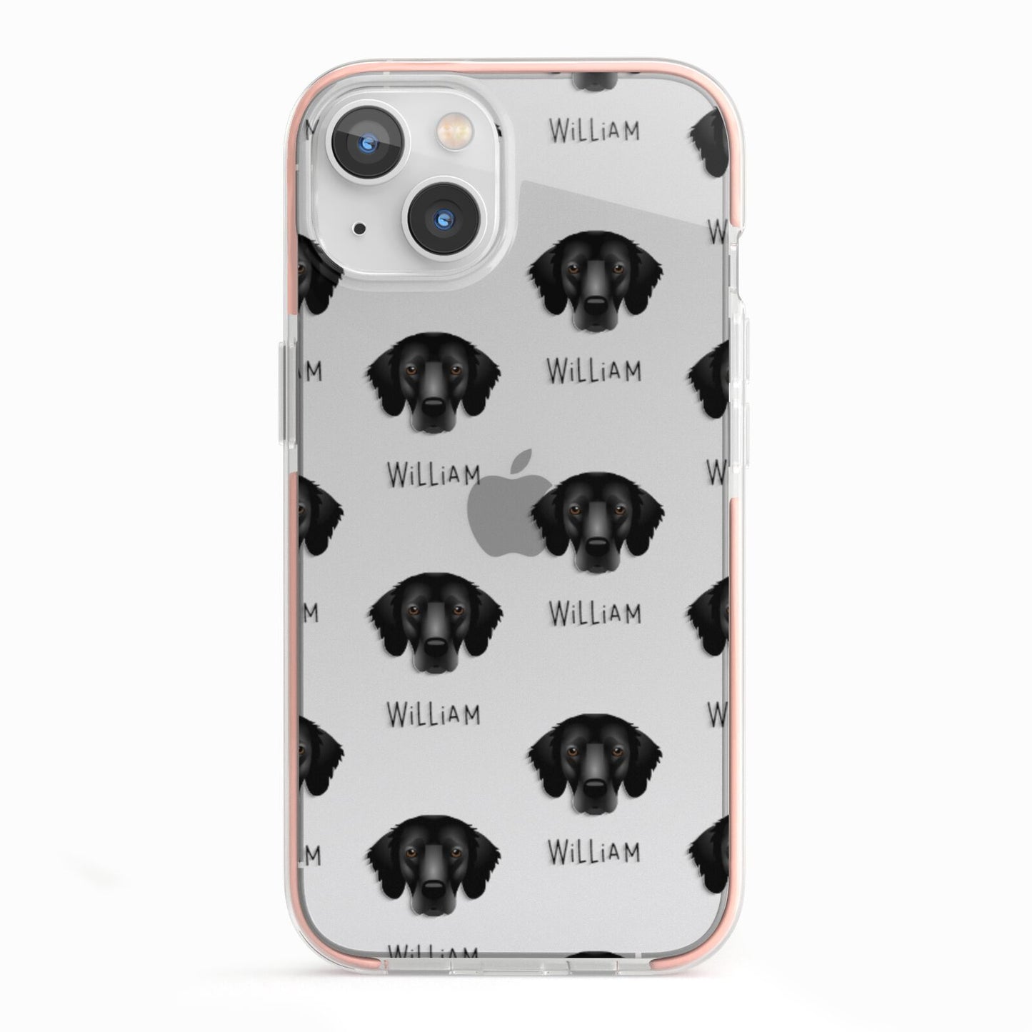 Flat Coated Retriever Icon with Name iPhone 13 TPU Impact Case with Pink Edges