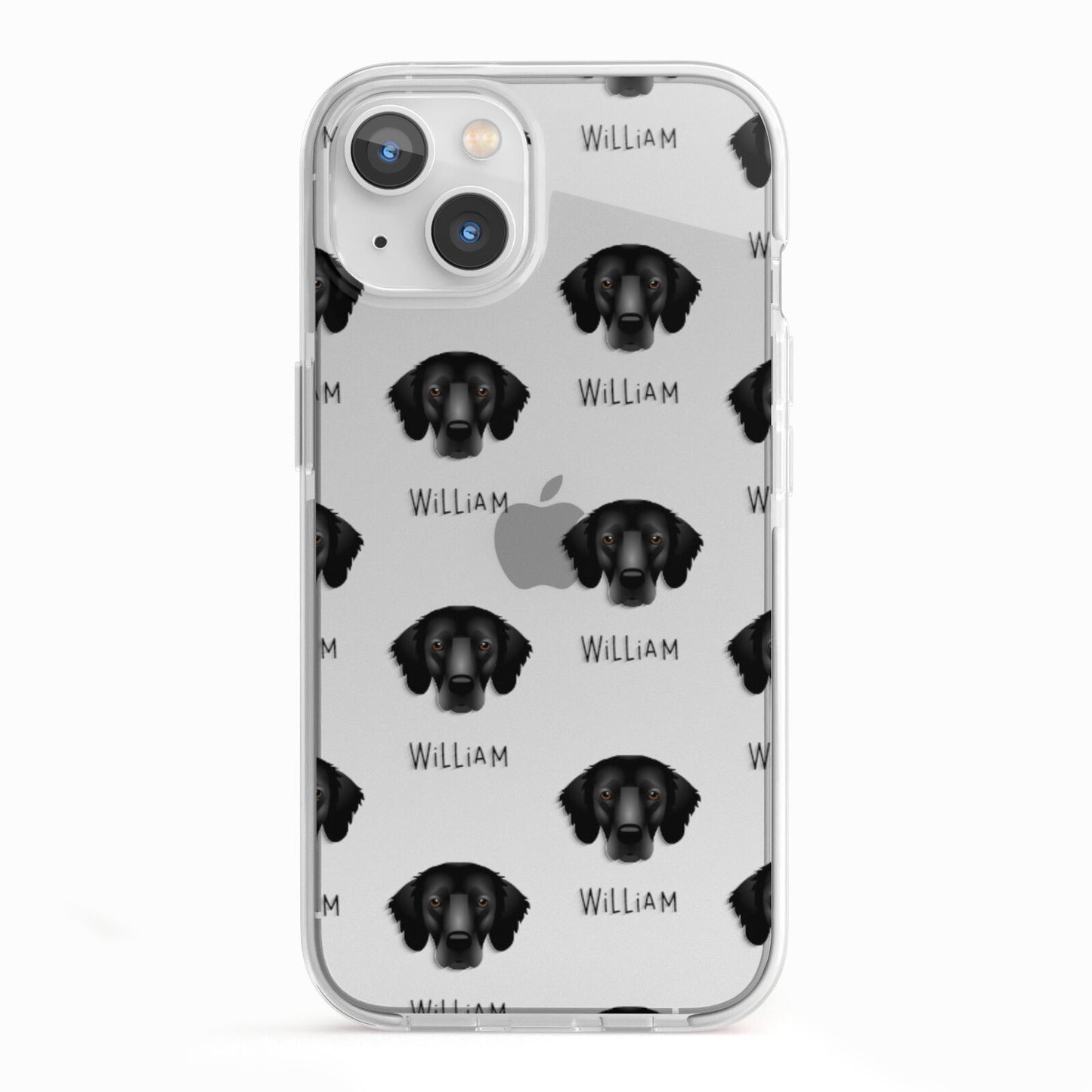 Flat Coated Retriever Icon with Name iPhone 13 TPU Impact Case with White Edges