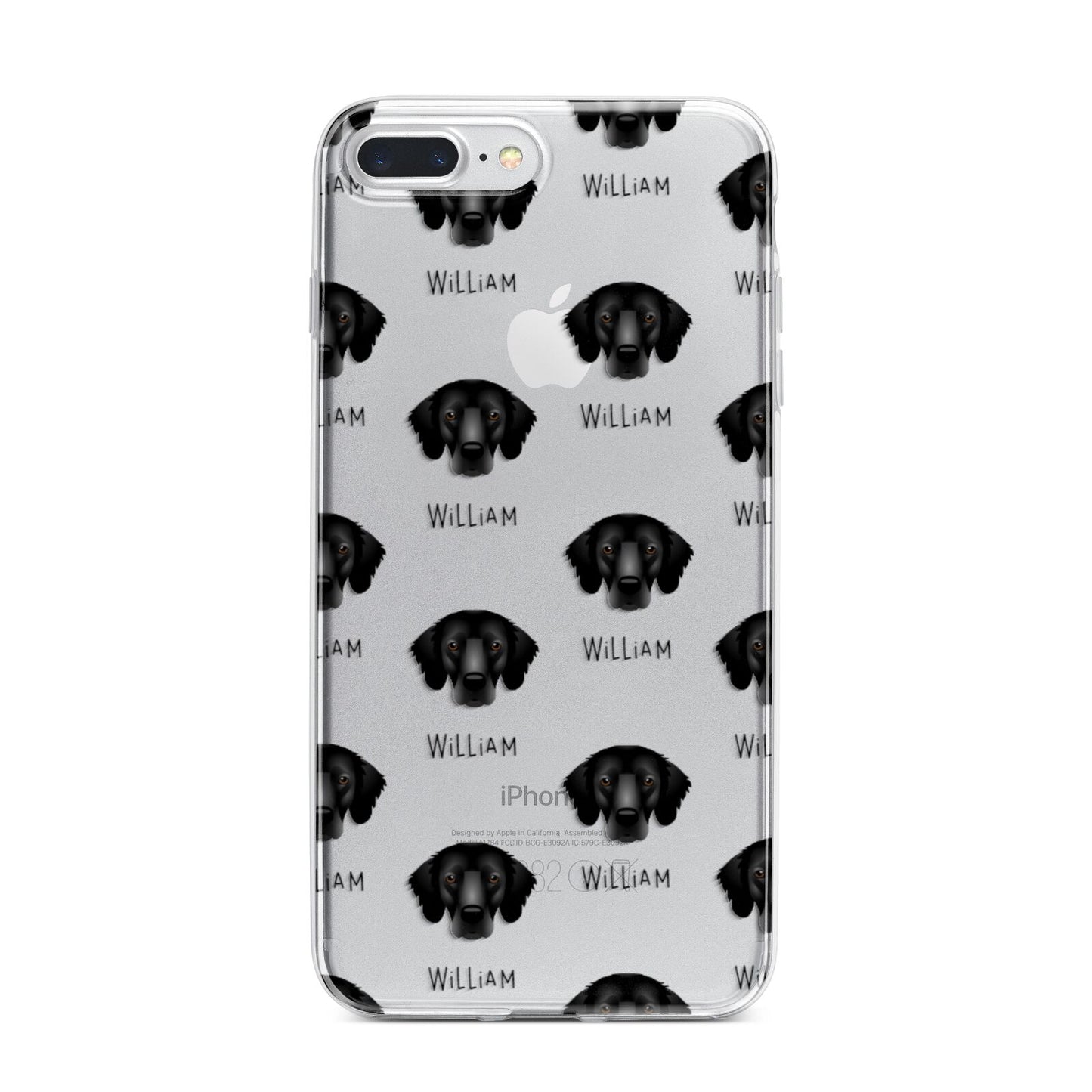 Flat Coated Retriever Icon with Name iPhone 7 Plus Bumper Case on Silver iPhone
