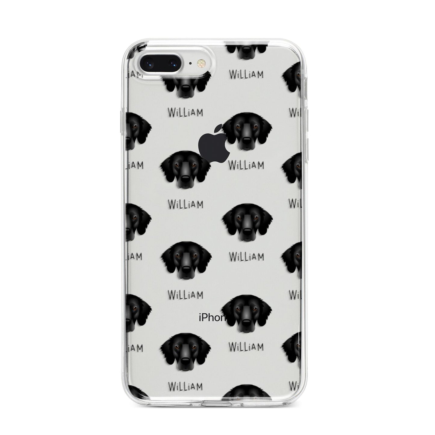 Flat Coated Retriever Icon with Name iPhone 8 Plus Bumper Case on Silver iPhone