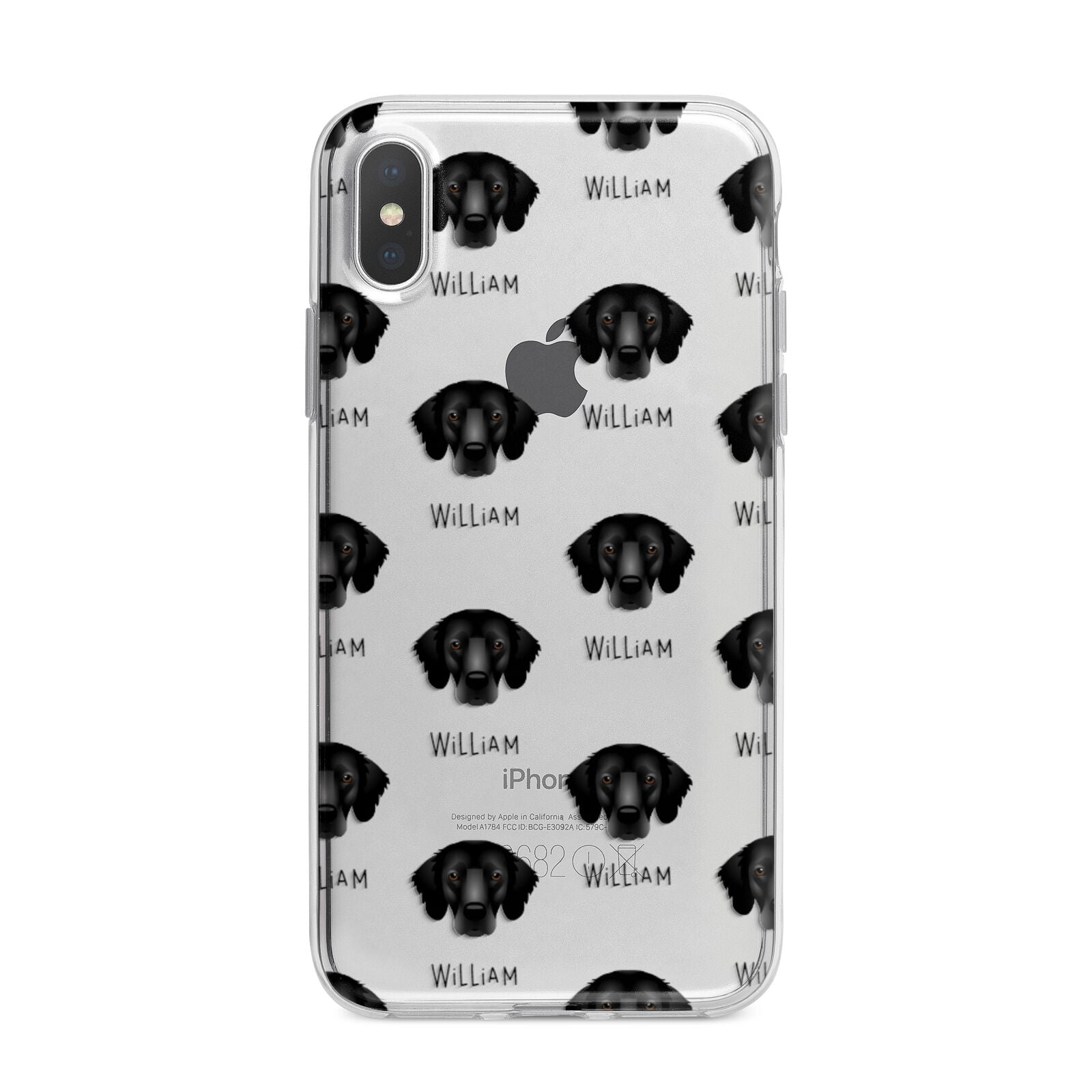 Flat Coated Retriever Icon with Name iPhone X Bumper Case on Silver iPhone Alternative Image 1