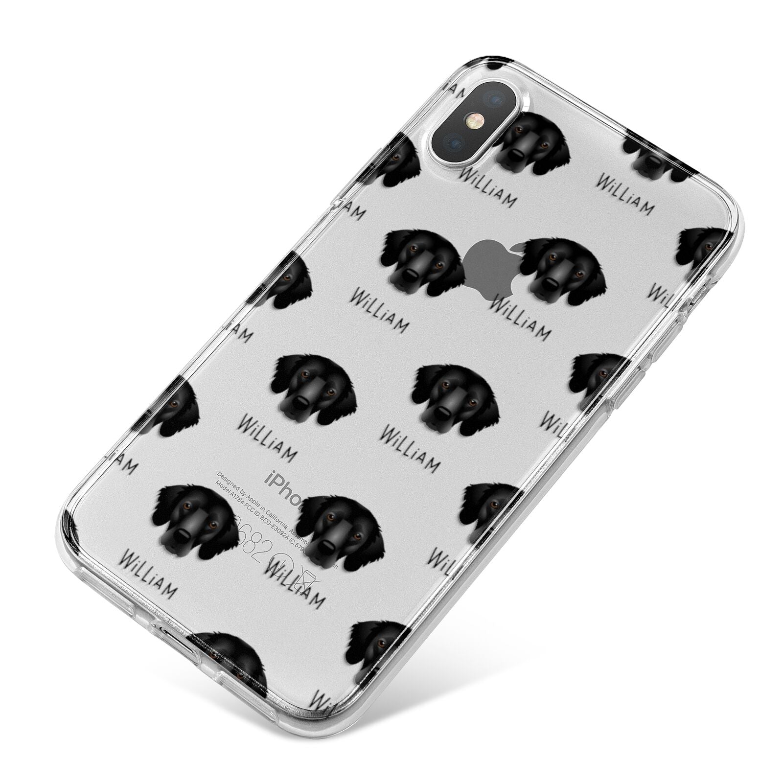 Flat Coated Retriever Icon with Name iPhone X Bumper Case on Silver iPhone