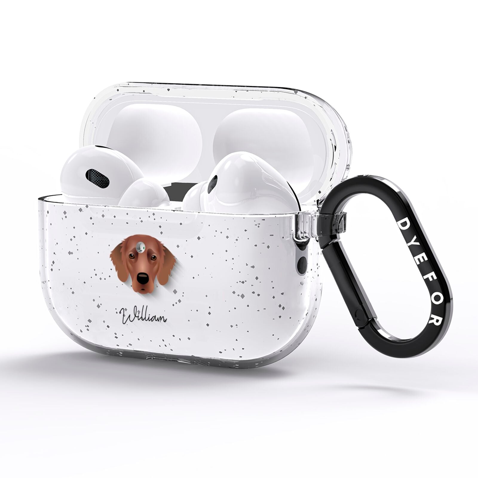 Flat Coated Retriever Personalised AirPods Pro Glitter Case Side Image