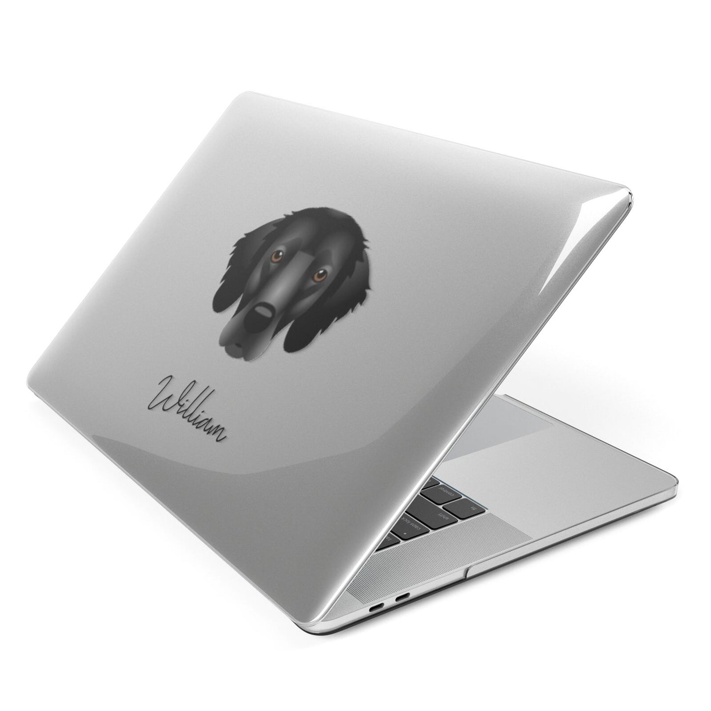 Flat Coated Retriever Personalised Apple MacBook Case Side View