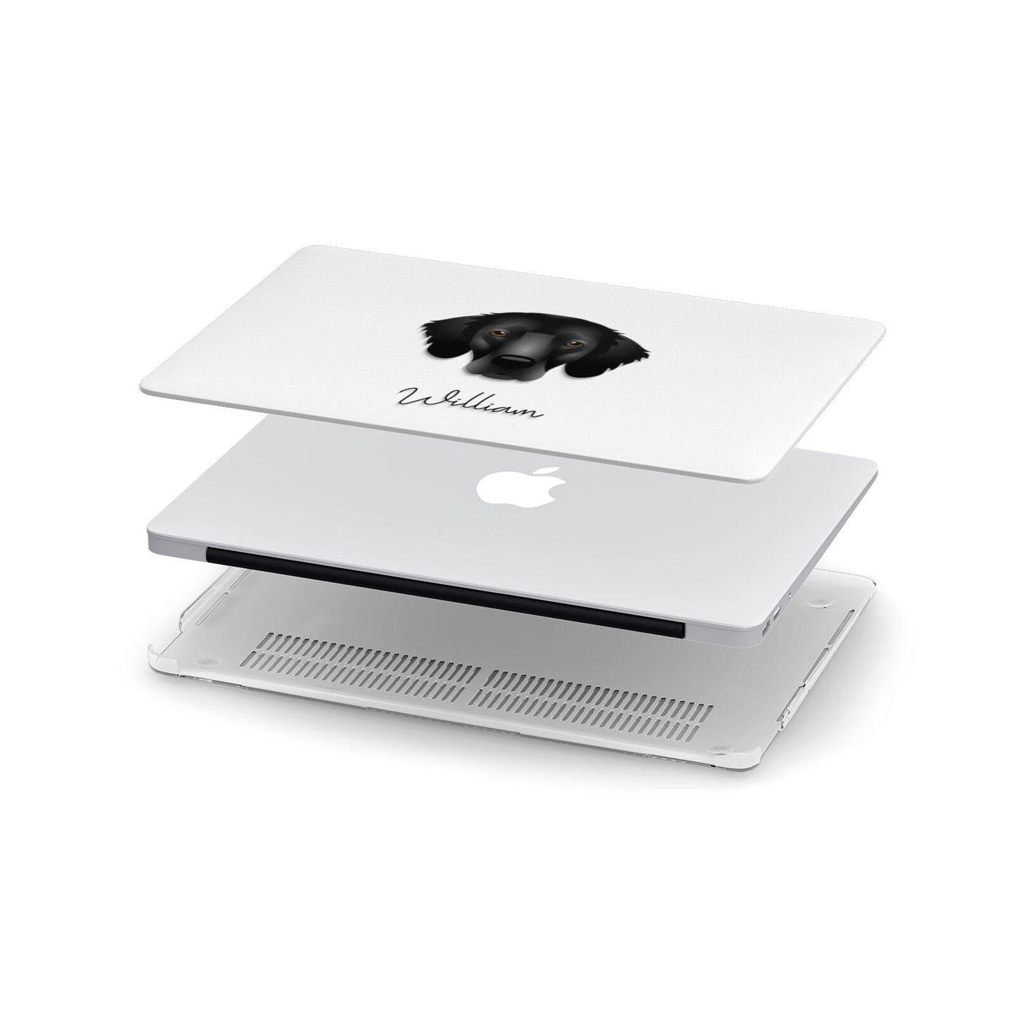 Flat Coated Retriever Personalised Apple MacBook Case in Detail