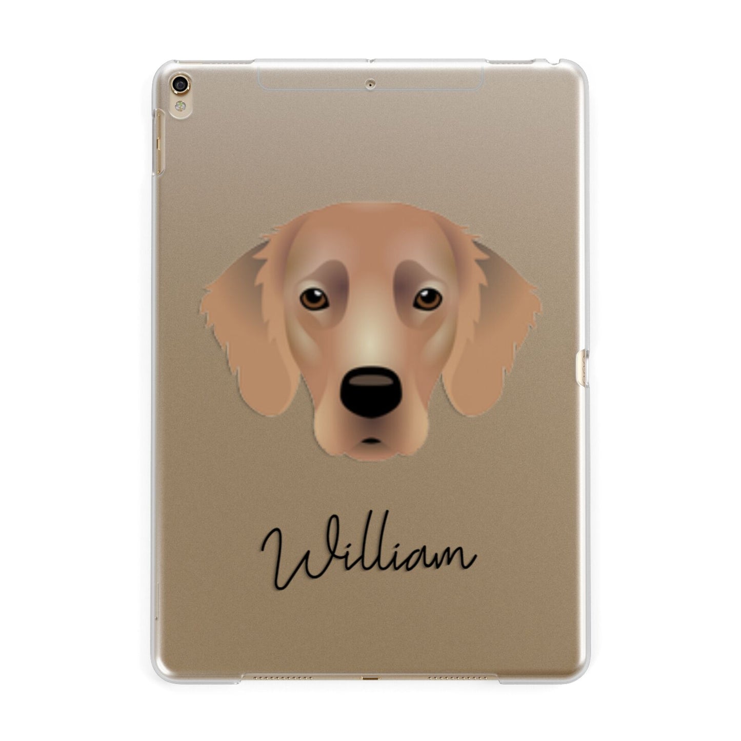 Flat Coated Retriever Personalised Apple iPad Gold Case