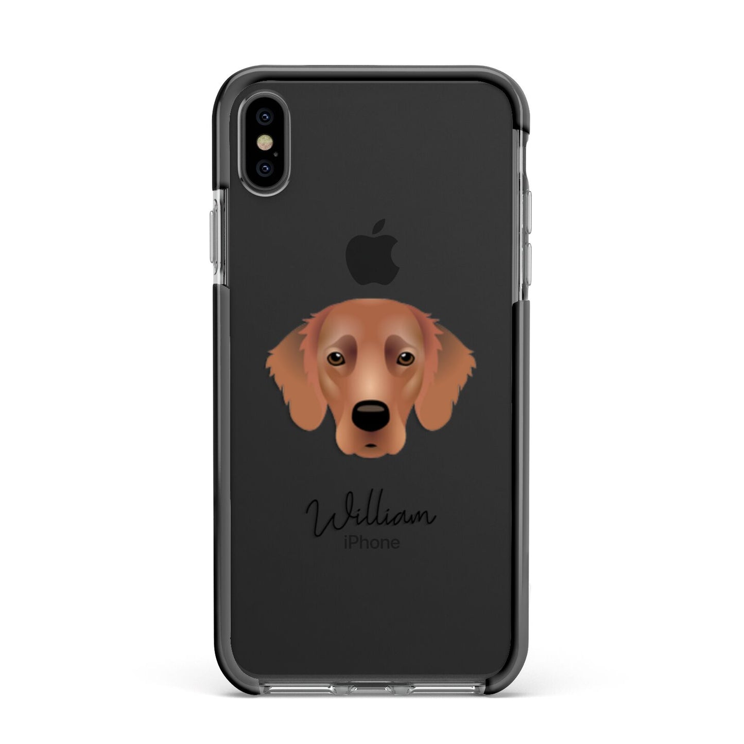 Flat Coated Retriever Personalised Apple iPhone Xs Max Impact Case Black Edge on Black Phone