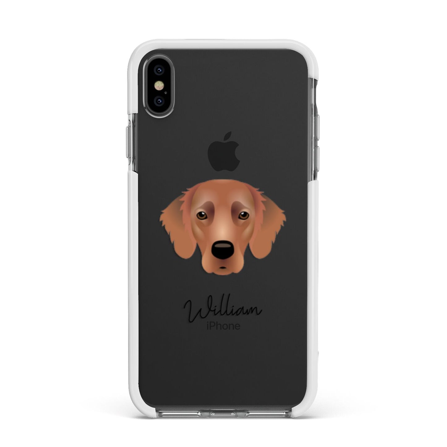 Flat Coated Retriever Personalised Apple iPhone Xs Max Impact Case White Edge on Black Phone