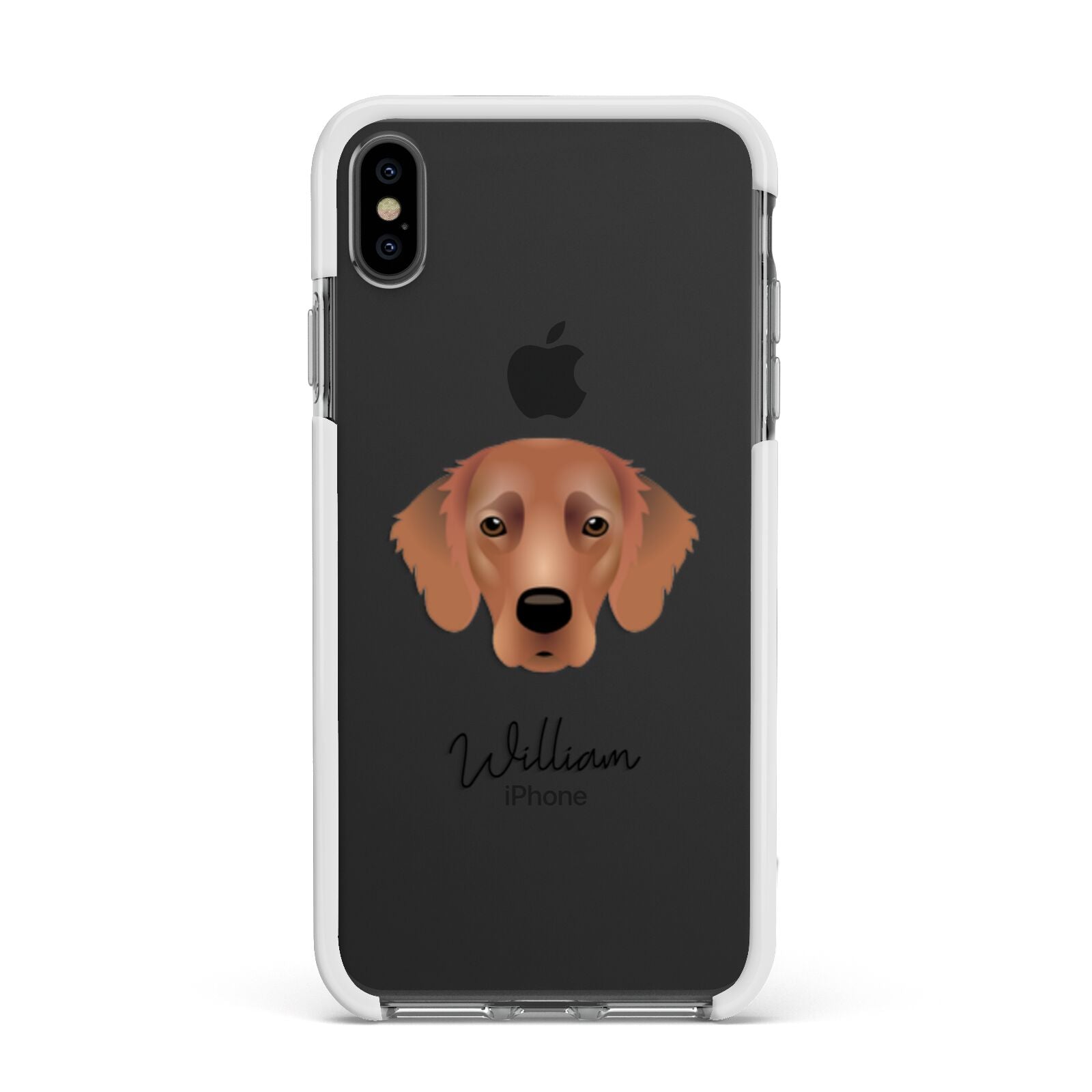 Flat Coated Retriever Personalised Apple iPhone Xs Max Impact Case White Edge on Black Phone