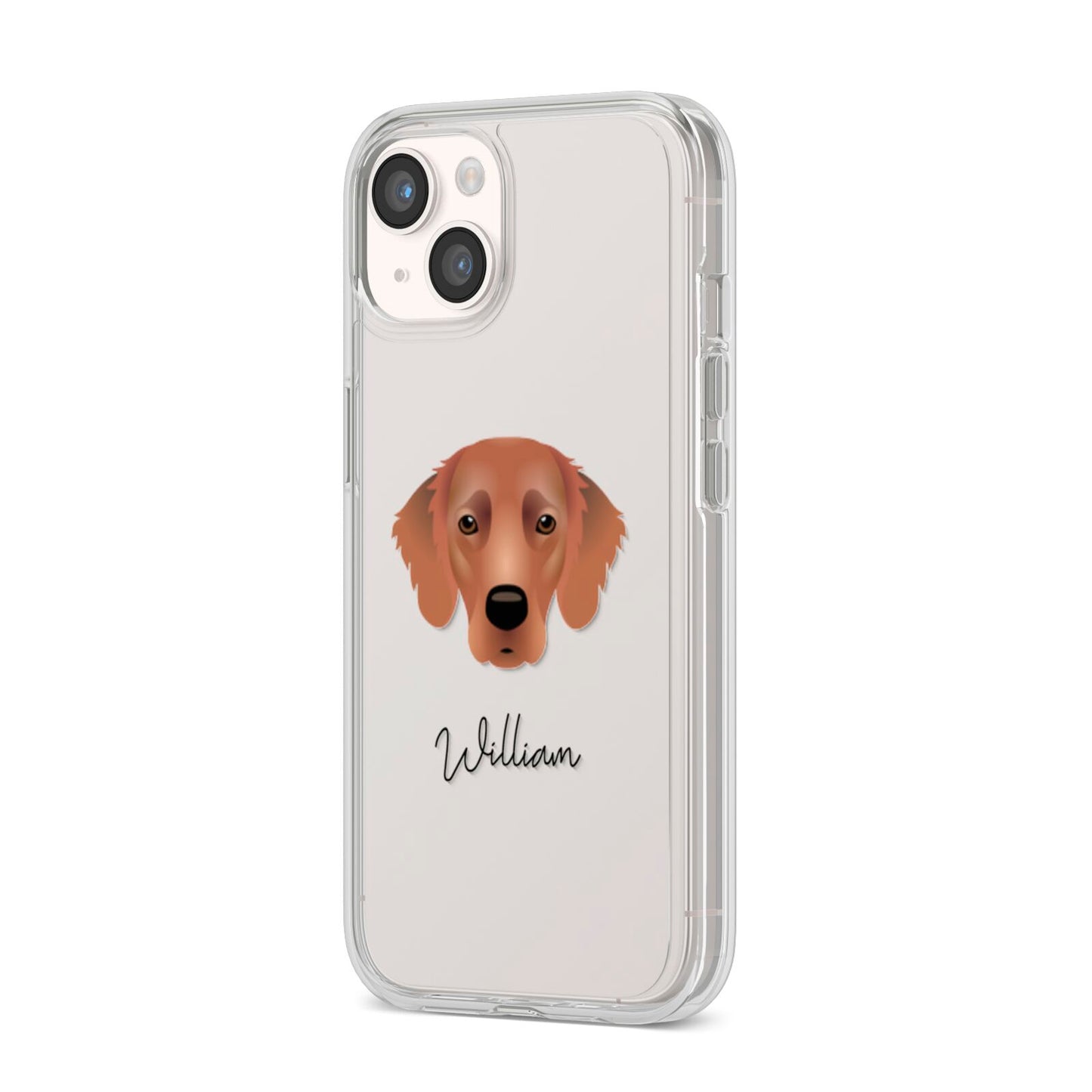 Flat Coated Retriever Personalised iPhone 14 Clear Tough Case Starlight Angled Image