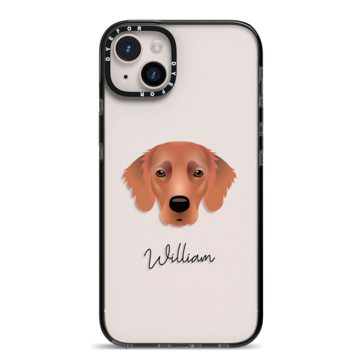 Flat Coated Retriever Personalised iPhone 14 Plus Black Impact Case on Silver phone