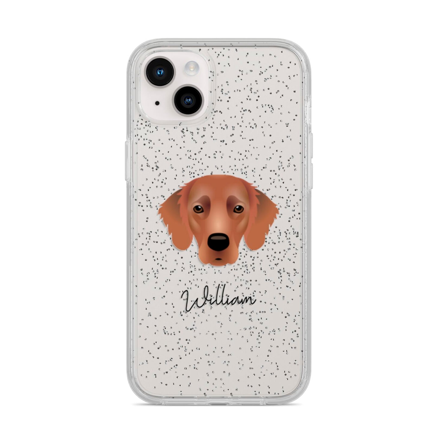 Flat Coated Retriever Personalised iPhone 14 Plus Glitter Tough Case Starlight