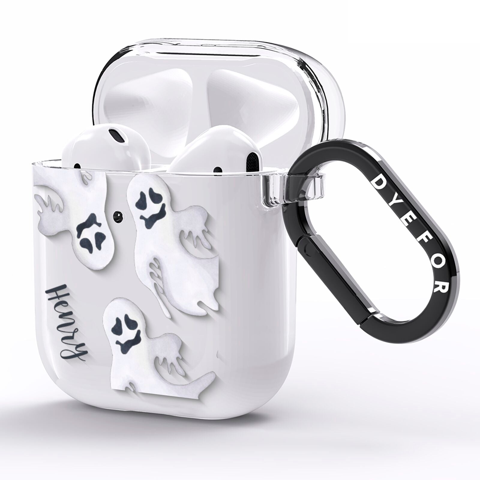 Floaty Ghosts Personalised AirPods Clear Case Side Image