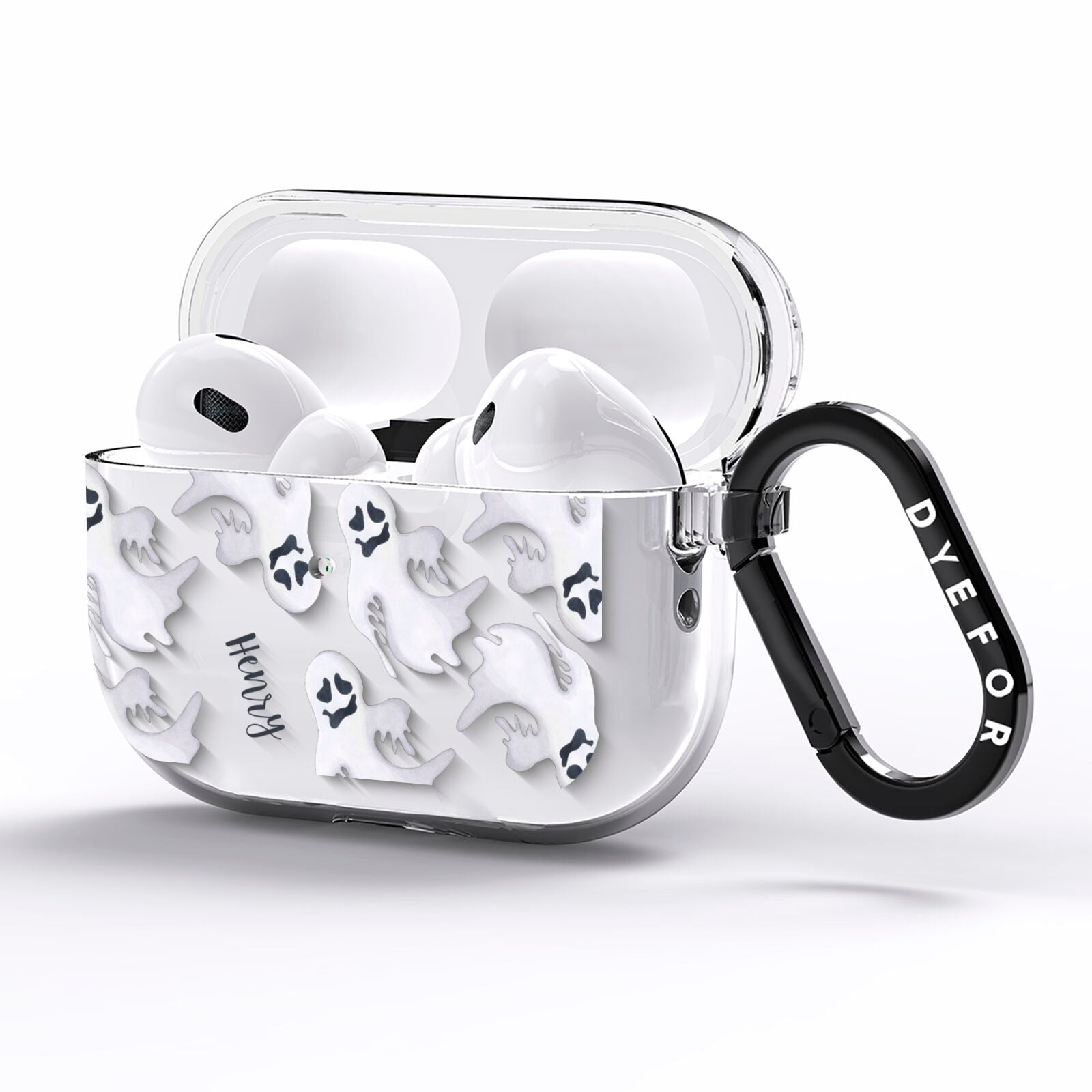 Floaty Ghosts Personalised AirPods Pro Clear Case Side Image