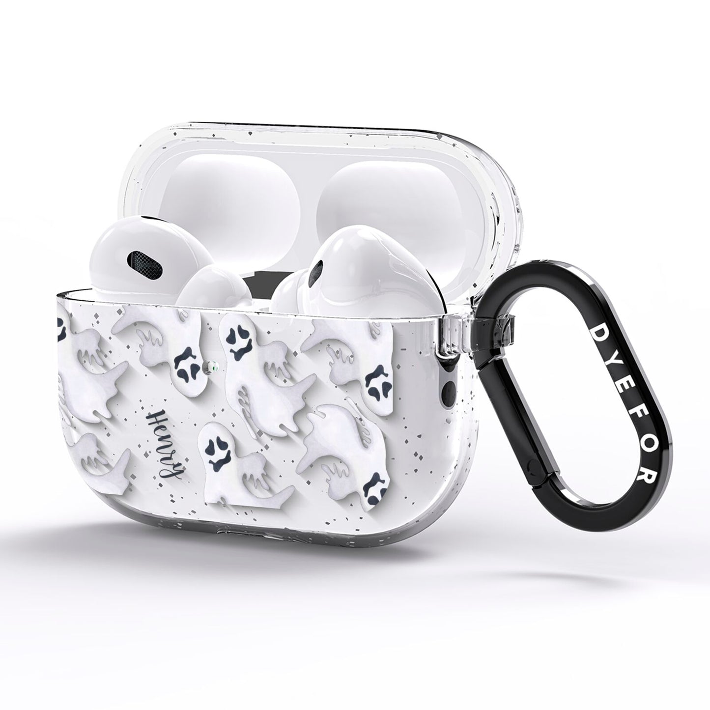 Floaty Ghosts Personalised AirPods Pro Glitter Case Side Image