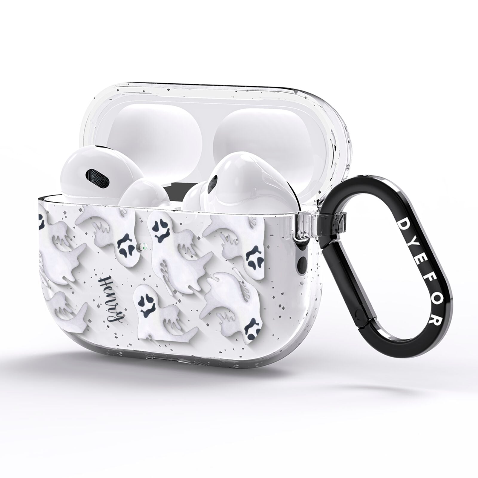 Floaty Ghosts Personalised AirPods Pro Glitter Case Side Image