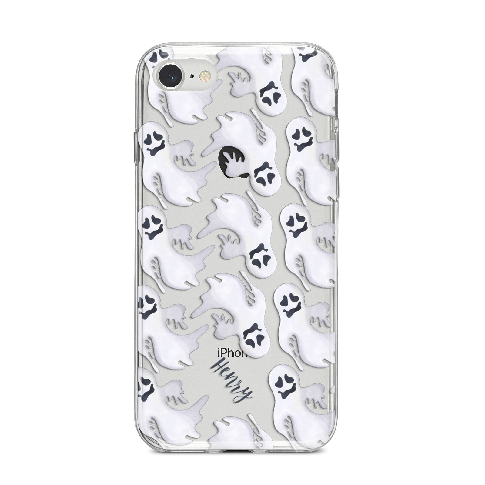 Floaty Ghosts Personalised iPhone 8 Bumper Case on Silver iPhone