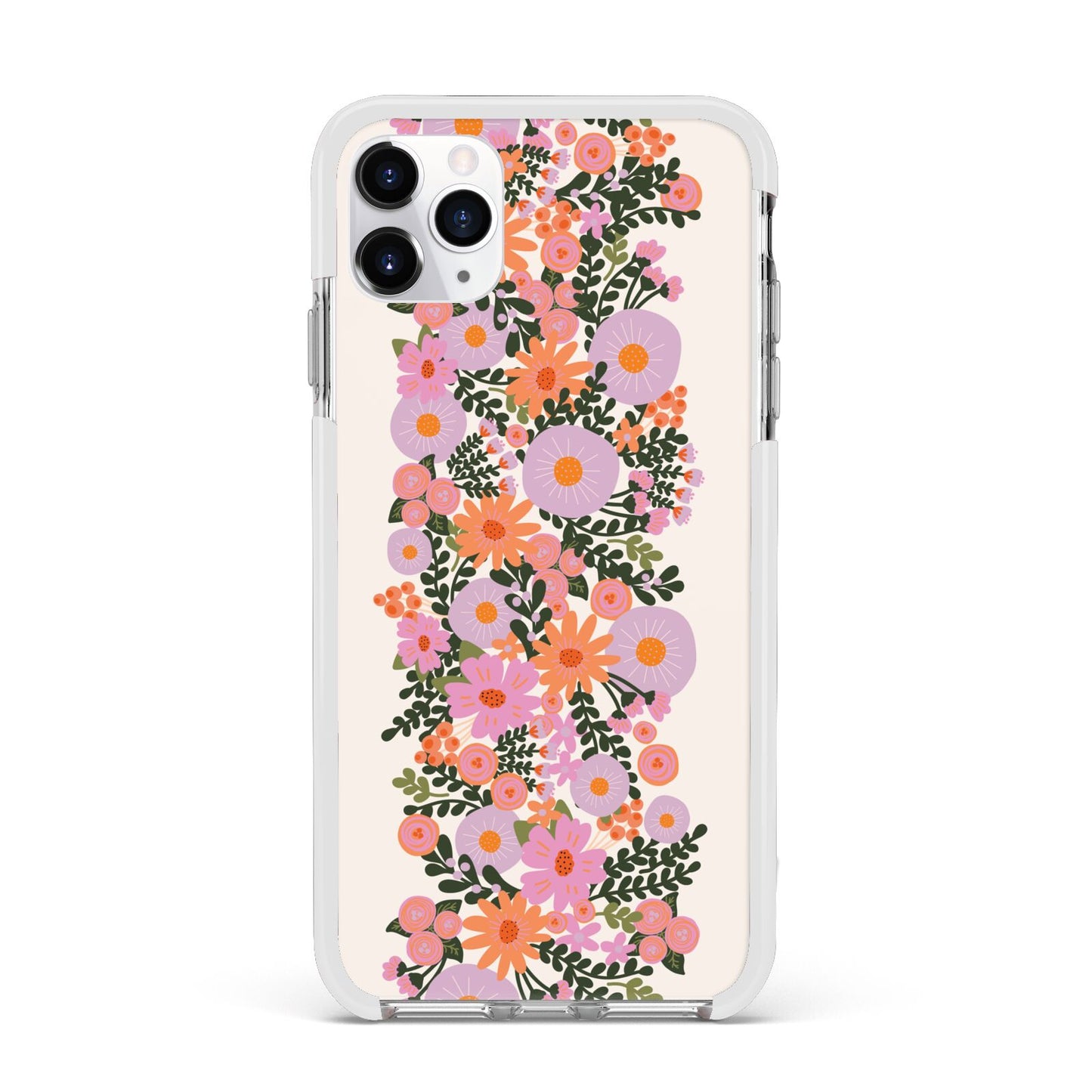 Floral Banner Pattern Apple iPhone 11 Pro Max in Silver with White Impact Case