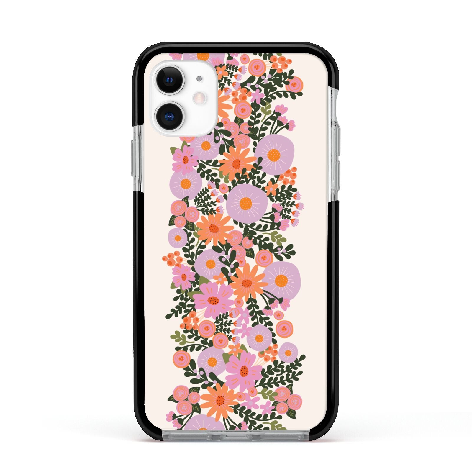 Floral Banner Pattern Apple iPhone 11 in White with Black Impact Case