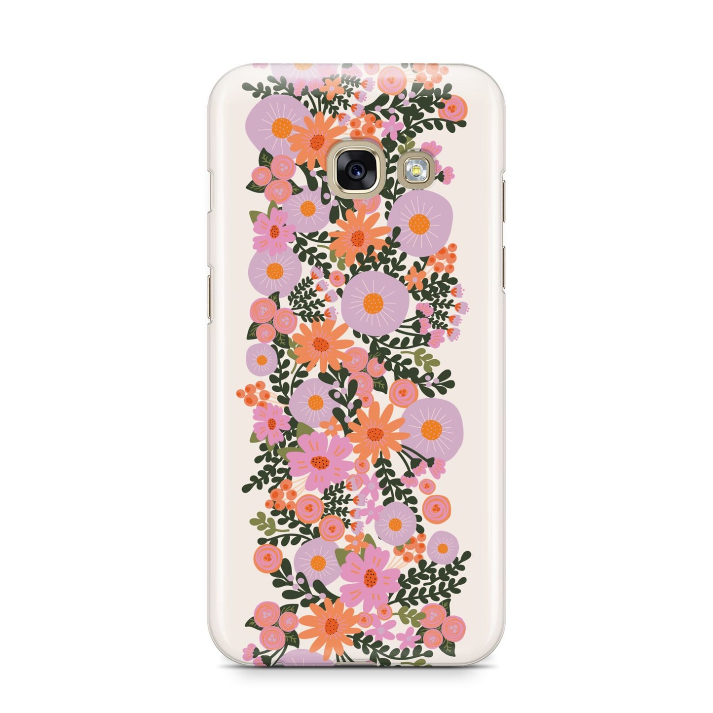 Floral Banner Pattern Samsung Galaxy A3 2017 Case on gold phone